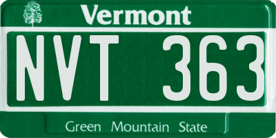 VT license plate NVT363