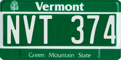 VT license plate NVT374