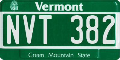VT license plate NVT382