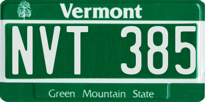VT license plate NVT385
