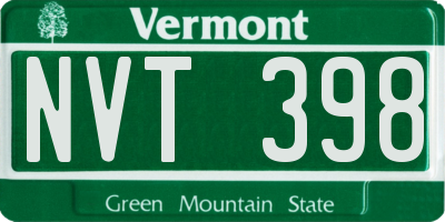 VT license plate NVT398