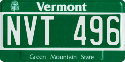 VT license plate NVT496