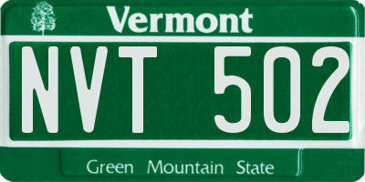VT license plate NVT502