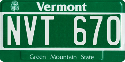 VT license plate NVT670