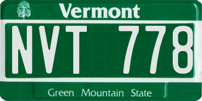 VT license plate NVT778