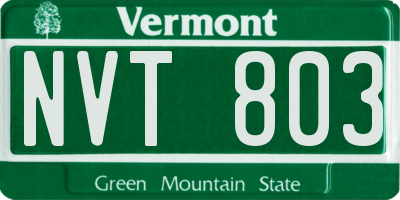 VT license plate NVT803