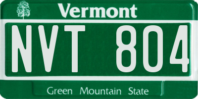 VT license plate NVT804