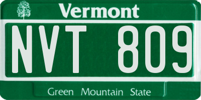 VT license plate NVT809