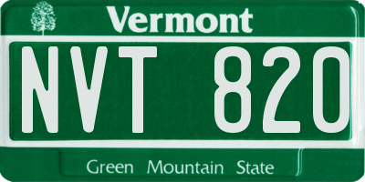 VT license plate NVT820