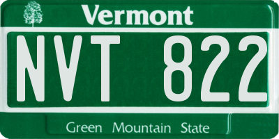 VT license plate NVT822