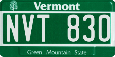 VT license plate NVT830