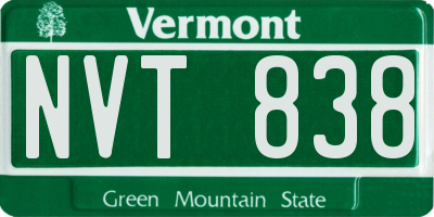 VT license plate NVT838