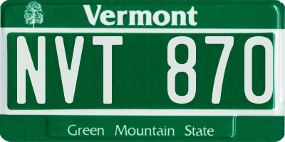 VT license plate NVT870
