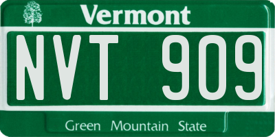 VT license plate NVT909