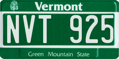 VT license plate NVT925