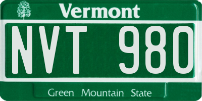 VT license plate NVT980