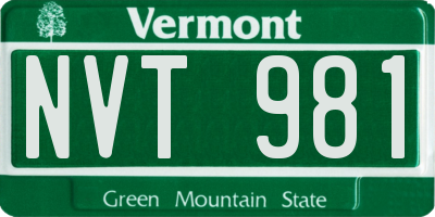 VT license plate NVT981