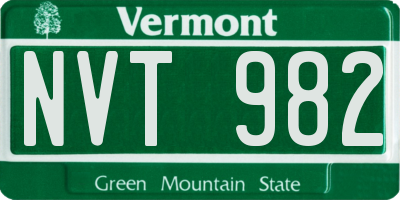VT license plate NVT982