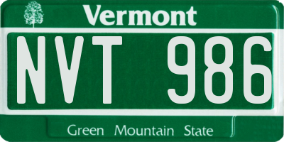 VT license plate NVT986