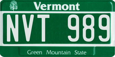 VT license plate NVT989