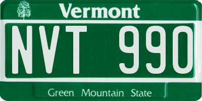 VT license plate NVT990