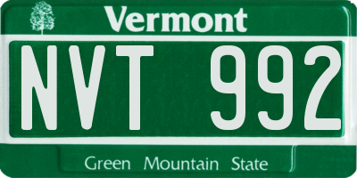 VT license plate NVT992
