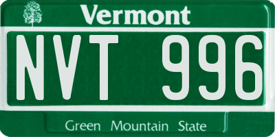 VT license plate NVT996