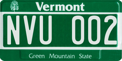 VT license plate NVU002