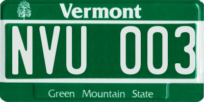 VT license plate NVU003