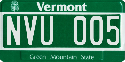 VT license plate NVU005
