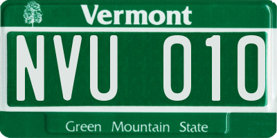 VT license plate NVU010