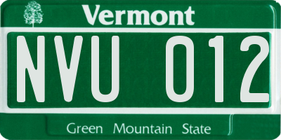VT license plate NVU012