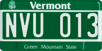 VT license plate NVU013