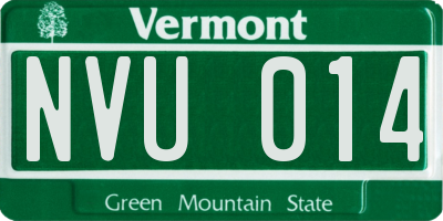 VT license plate NVU014