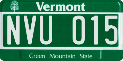 VT license plate NVU015