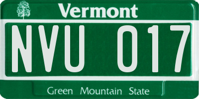 VT license plate NVU017