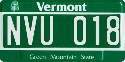 VT license plate NVU018