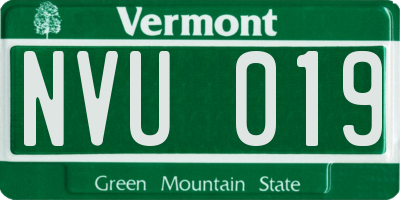 VT license plate NVU019