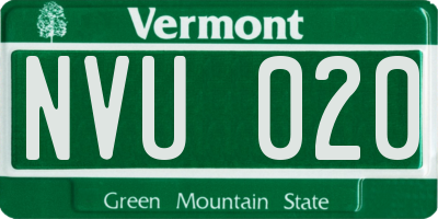 VT license plate NVU020