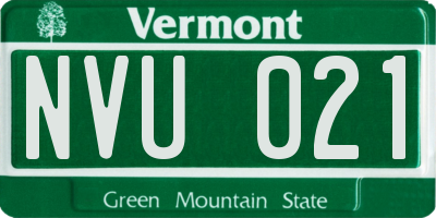VT license plate NVU021