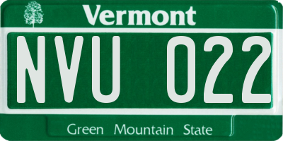 VT license plate NVU022