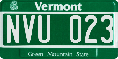 VT license plate NVU023