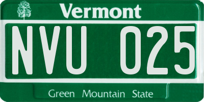 VT license plate NVU025