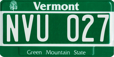 VT license plate NVU027