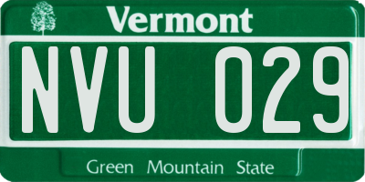 VT license plate NVU029