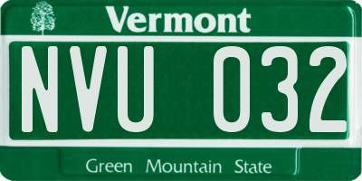 VT license plate NVU032