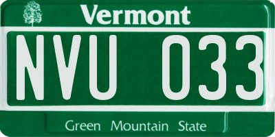 VT license plate NVU033