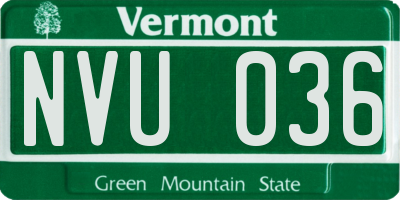 VT license plate NVU036