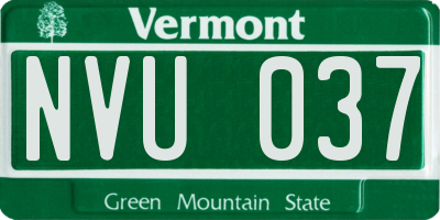 VT license plate NVU037