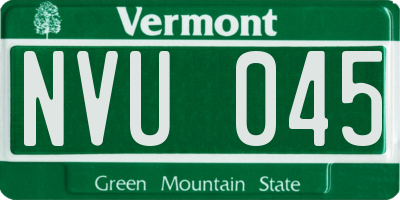 VT license plate NVU045